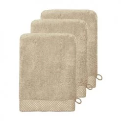 Sensei Maison Serviettes De Toilette 3 Gants De Toilette Zéro Twist 560gr/m² Ficelle 16x22 Cm