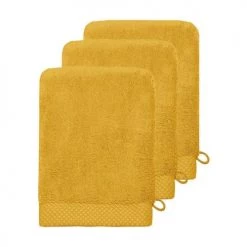 Sensei Maison Serviettes De Toilette 3 Gants De Toilette Zéro Twist 560gr/m² Safran 16x22 Cm