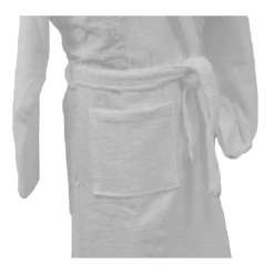 Linandelle Peignoirs Et Chaussons De Bain CONFORT - Peignoir Mixte Col Chale Coton Blanc S -Gants de toilette Soldes confort peignoir mixte col chale coton blanc s 1