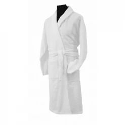 Linandelle Peignoirs Et Chaussons De Bain CONFORT - Peignoir Mixte Col Chale Coton Blanc S