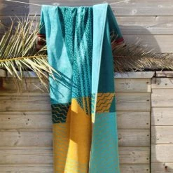 Maison Jean-Vier Décoration De Jardin Drap De Plage Coton Jaune 100x180 Cm -Gants de toilette Soldes drap de plage coton jaune 100x180 cm 3