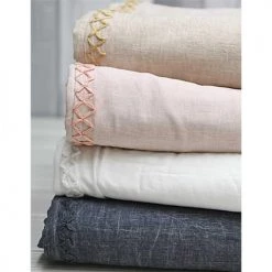 Sensei Maison Accessoires Et Serviettes De Plage  Drap De Plage Double Face Finition Broderie Blanc Cassé 100x180 Cm -Gants de toilette Soldes drap de plage double face finition broderie blanc casse 100x180 cm 3