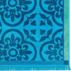 Le Jacquard Français Décoration De Jardin Drap De Plage En Coton Turquoise 100 X 200 -Gants de toilette Soldes drap de plage en coton turquoise 100 x 200 2