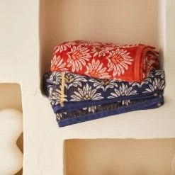 Essix Accessoires Et Serviettes De Plage  Drap De Plage En Jacquard De Coton Bleu 100x180 -Gants de toilette Soldes drap de plage en jacquard de coton bleu 100x180 4