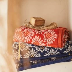 Essix Accessoires Et Serviettes De Plage  Drap De Plage En Jacquard De Coton Orange 100x180 -Gants de toilette Soldes drap de plage en jacquard de coton orange 100x180 4