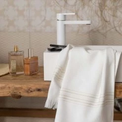 Vivaraise Décoration De Jardin Drap Hammam En Coton Neige 90 X 180 -Gants de toilette Soldes drap hammam en coton neige 90 x 180 2