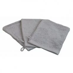 Linandelle Serviettes De Toilette ESSENTIELLE - Lot De 3 Gants De Toilette éponge 600gr Gris Souris