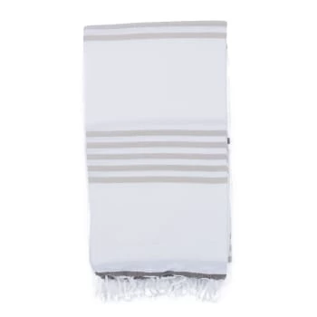 Fouta Futée Décoration De Jardin Fouta 100% Coton Avec Franges Taupe Et Beige 100x170cm 6 Fouta Futée Décoration De Jardin Fouta 100% Coton Avec Franges Taupe Et Beige 100x170cm – Image 4
