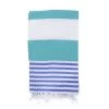 Fouta Futée Décoration De Jardin Fouta 100% Coton Avec Franges Vert Et Bleu 100x170cm