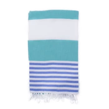 Fouta Futée Décoration De Jardin Fouta 100% Coton Avec Franges Vert Et Bleu 100x170cm 5 Fouta Futée Décoration De Jardin Fouta 100% Coton Avec Franges Vert Et Bleu 100x170cm – Image 3