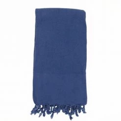 Fouta Futée Décoration De Jardin Fouta Antique 100% Coton Avec Franges Bleu 95x170cm