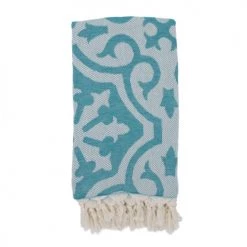 Fouta Futée Décoration De Jardin Fouta Baroque 100% Coton Avec Franges émeraude 100x170cm
