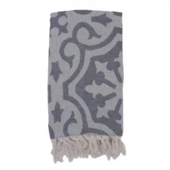Fouta Futée Décoration De Jardin Fouta Baroque 100% Coton Avec Franges Grise 100x170cm