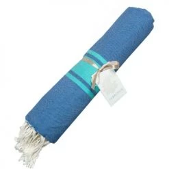 Febronie Décoration De Jardin Fouta Bicolore 100x200 Bleu Grec Et Vert Turquoise -Gants de toilette Soldes fouta bicolore 100x200 bleu grec et vert turquoise 3