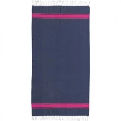 Febronie Décoration De Jardin Fouta Bicolore 100x200 Bleu Jean Et Rose Fuschia -Gants de toilette Soldes fouta bicolore 100x200 bleu jean et rose fuschia 3