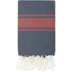 Febronie Décoration De Jardin Fouta Bicolore 100x200 Bleu Jean Et Rouge