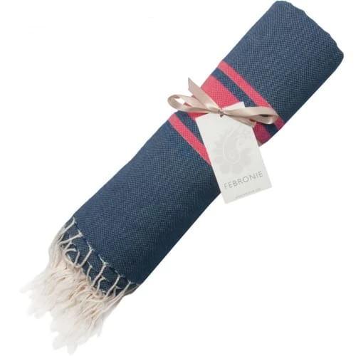 Febronie Décoration De Jardin Fouta Bicolore 100x200 Bleu Jean Et Rouge 6 Febronie Décoration De Jardin Fouta Bicolore 100x200 Bleu Jean Et Rouge – Image 4