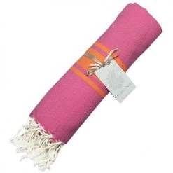 Febronie Décoration De Jardin Fouta Bicolore 100x200 Rose Fuschia Et Orange -Gants de toilette Soldes fouta bicolore 100x200 rose fuschia et orange 3