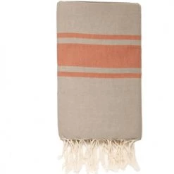 Febronie Décoration De Jardin Fouta Bicolore 100x200 Taupe Clair Et Terracotta