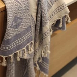 Maison Jean-Vier Décoration De Jardin Fouta Coton Bleu 90x160 Cm -Gants de toilette Soldes fouta coton bleu 90x160 cm 8