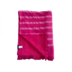 Le Comptoir De La Plage Accessoires Et Serviettes De Plage Fouta Coton Doublée éponge Alanya Rose Fuchsia 150 X 180
