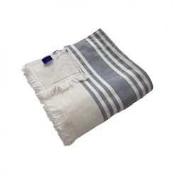 Le Comptoir De La Plage Accessoires Et Serviettes De Plage  Fouta Coton Doublée éponge Karabuk Bleu Marine 150 X 180 -Gants de toilette Soldes fouta coton doublee eponge karabuk bleu marine 150 x 180 2