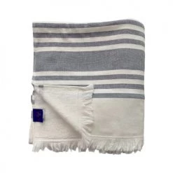 Le Comptoir De La Plage Accessoires Et Serviettes De Plage Fouta Coton Doublée éponge Karabuk Bleu Marine 150 X 180