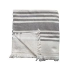 Le Comptoir De La Plage Accessoires Et Serviettes De Plage  Fouta Coton Doublée éponge Karabuk Gris 150 X 180 -Gants de toilette Soldes fouta coton doublee eponge karabuk gris 150 x 180 4