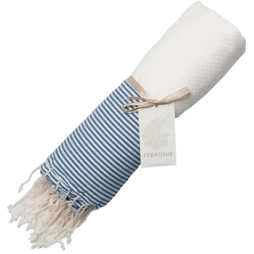Febronie Décoration De Jardin Fouta Coton Nid D'abeille 100x200 Blanc Et Bleu Aqua 7 Febronie Décoration De Jardin Fouta Coton Nid D'abeille 100x200 Blanc Et Bleu Aqua – Image 5
