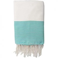 Febronie Décoration De Jardin Fouta Coton Nid D'abeille 100x200 Blanc Et Bleu Grec -Gants de toilette Soldes fouta coton nid d abeille 100x200 blanc et bleu grec 5