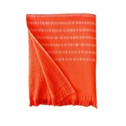 Le Comptoir De La Plage Accessoires Et Serviettes De Plage  Fouta Doublée éponge Avec Franges Alanya Orange Corail 90x160