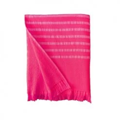 Le Comptoir De La Plage Accessoires Et Serviettes De Plage  Fouta Doublée éponge Avec Franges Alanya Rose Fuschia 90 X 160