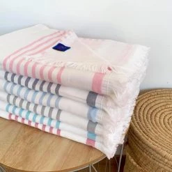 Le Comptoir De La Plage Accessoires Et Serviettes De Plage  Fouta Doublée éponge Grise Asaga 90x160 -Gants de toilette Soldes fouta doublee eponge grise asaga 90x160 6