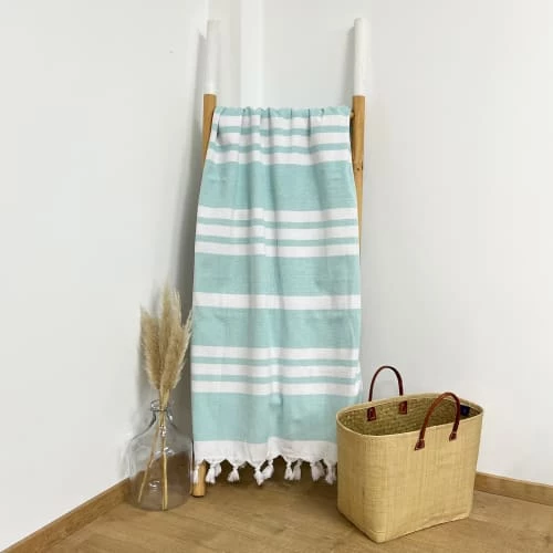 Le Comptoir De La Plage Accessoires Et Serviettes De Plage Fouta Doublée éponge Kandara Aqua 140x180 340g/m² 5 Le Comptoir De La Plage Accessoires Et Serviettes De Plage Fouta Doublée éponge Kandara Aqua 140x180 340g/m² – Image 3