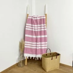 Le Comptoir De La Plage Accessoires Et Serviettes De Plage  Fouta Doublée éponge Kandara Fuchsia 140x180 340g/m² -Gants de toilette Soldes fouta doublee eponge kandara fuchsia 140x180 340g m2 3