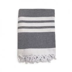 Le Comptoir De La Plage Accessoires Et Serviettes De Plage  Fouta Doublée éponge Kandara Gris 140x180 340g/m²