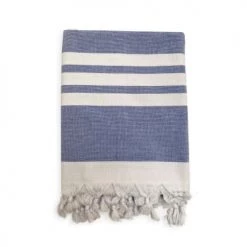 Le Comptoir De La Plage Accessoires Et Serviettes De Plage  Fouta Doublée éponge Kandara Navy 140x180 340g/m²