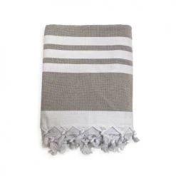 Le Comptoir De La Plage Accessoires Et Serviettes De Plage  Fouta Doublée éponge Kandara Taupe 140x180 340g/m²