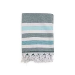 Le Comptoir De La Plage Accessoires Et Serviettes De Plage  Fouta Doublée éponge Zuma Turquoise 90x160 340g/m² -Gants de toilette Soldes fouta doublee eponge zuma lake 90x160 340g m2 6