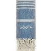 LeStoff France Accessoires Et Serviettes De Plage  Fouta En Chanvre Bleue Foncée 100 X 180 Cm -Gants de toilette Soldes fouta en chanvre bleue foncee 100 x 180 cm