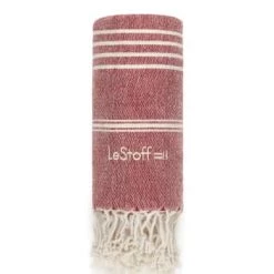 LeStoff France Accessoires Et Serviettes De Plage  Fouta En Chanvre Verte 100 X 180 Cm -Gants de toilette Soldes fouta en chanvre bordeaux 100 x 180 cm 5
