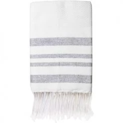 Febronie Décoration De Jardin Fouta En Coton 100x200 Blanc Et Argent