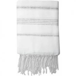 Febronie Décoration De Jardin Fouta En Coton 100x200 Blanc Et Argent