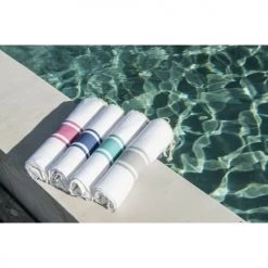 Febronie Décoration De Jardin Fouta En Coton 100x200 Blanc Et Bleu Grec -Gants de toilette Soldes fouta en coton 100x200 blanc et bleu grec 2