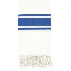 Febronie Décoration De Jardin Fouta En Coton 100x200 Blanc Et Bleu Grec
