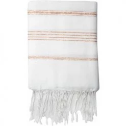 Gants de toilette Soldes 22 Febronie Décoration De Jardin Fouta En Coton 100x200 Blanc Et Cuivre