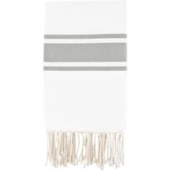 Febronie Décoration De Jardin Fouta En Coton 100x200 Blanc Et Gris Perle