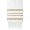 Febronie Décoration De Jardin Fouta En Coton 100x200 Blanc Et Or -Gants de toilette Soldes fouta en coton 100x200 blanc et or