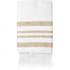 Gants de toilette Soldes 20 Febronie Décoration De Jardin Fouta En Coton 100x200 Blanc Et Or