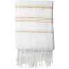 Febronie Décoration De Jardin Fouta En Coton 100x200 Blanc Et Or -Gants de toilette Soldes fouta en coton 100x200 blanc et or 6